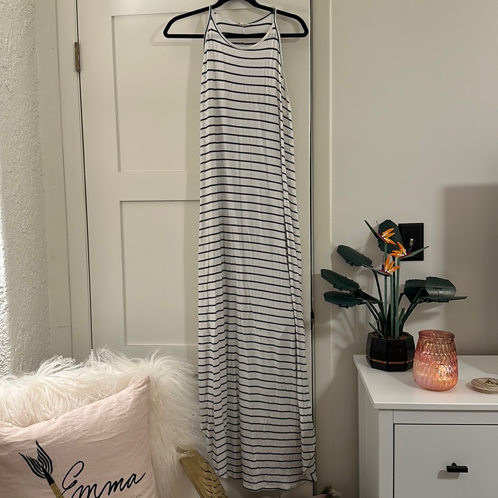 Black and white striped maxi dress